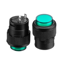 Натискна Кнопка зелена LED 16мм 3А 250В без фіксації ON-(OFF) R16-503AD SPST 2pin Daier 220В