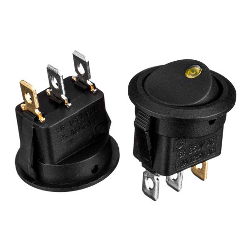 Кнопка перемикач LED жовтий 20мм 6А 250В ON-OFF KCD1-101EN-8 Daier ( 1015628 )