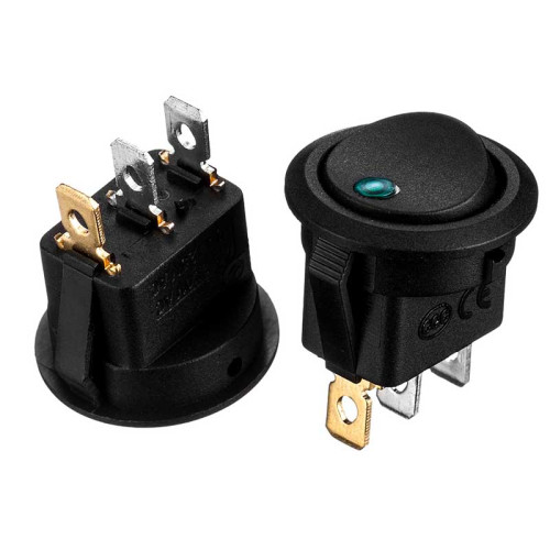Кнопка перемикач LED зелений 20мм 6А 250В ON-OFF KCD1-101EN-8 Daier ( 1015629 )