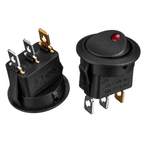 Кнопка перемикач LED червона 20мм 6А 250В ON-OFF KCD1-101EN-8 Daier ( 1015630 )
