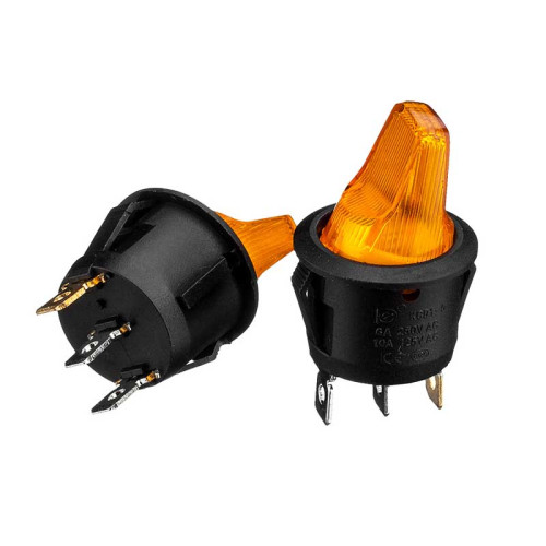 Кнопка перемикач жовта 20мм 16А 250В ON-OFF KCD1-101N-7 4pin Daier 12Вт ( 1015634 )