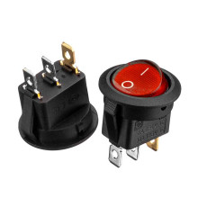 Кнопка перемикач червона 20мм 6А 250В ON-OFF KCD1-101N-8 3pin Daier 