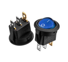 Кнопка перемикач синя 20мм 6А 250В ON-OFF KCD1-101N-8 3pin Daier 