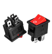 Кнопка перемикач червона 19.2x13.3мм 6А 250В ON-OFF KCD1-201-4 4pin Daier 