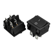 Кнопка перемикач чорна 22.2х20мм 20А 250В ON-OFF KCD1-201-6 6 pin Daier 