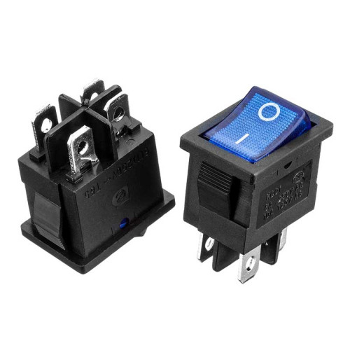 Кнопка перемикач синя 13x10.2мм 6А 250В ON-OFF KCD1-201N-4 4pin Daier ( 1015679 )