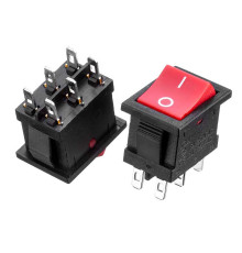 Кнопка перемикач червона 19.2х13мм 6А 250V ON-ON KCD1-202-1 6 pin Daier 