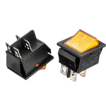 Кнопка перемикач жовта 27.8x28.5мм 16А 250В ON-OFF KCD2-201/N 4pin Daier 