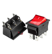 Кнопка перемикач червона 22х30мм 16А 250В ON-ON KCD2-202/N 6 pin Daier 