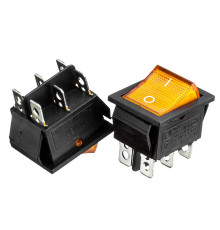 Кнопка перемикач жовта 22х30мм 16А 250В ON-ON KCD2-202/N 6 pin Daier 