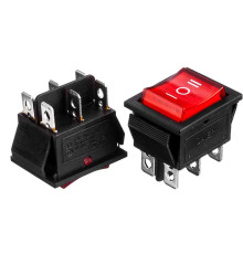 Кнопка перемикач червона 22х30мм 15А 250В ON-OFF-ON KCD2-203/N 6 pin Daier 