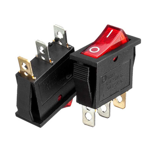 Кнопка перемикач червона 28x10.2мм 10А 250В ON-OFF KCD3-102/N 3pin Daier ( 1015733 )