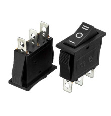 Кнопка перемикач чорна 28х11мм 15А 250В ON-OFF-ON KCD3-103 3pin Daier 