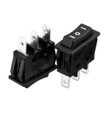Кнопка перемикач чорна 28х11мм 15А 250В (ON)-OFF-(ON) KCD1-123-4 3pin Daier 