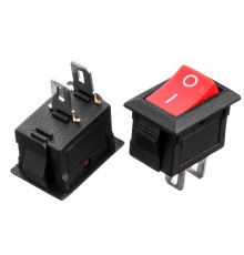 Кнопка перемикач червона 13.8х9мм 6А 250В ON-OFF KCD5-101 2pin Daier 