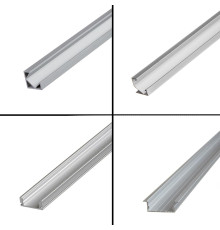 Врізний світлодіодний профіль ЛПВ 1м напівматовий розсіювач (комплект)