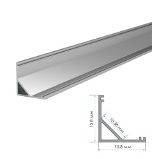 LED профіль кутовий ЛПК анодований (15х15мм) 2м з розсіювачем у комплекті