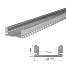 LED профіль накладний ЛП-7 (17х7мм) 2м з напівматовим розсіювачем у комплекті