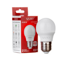 LED лампа Е27 G45 8W нейтральна біла 4100К SIVIO